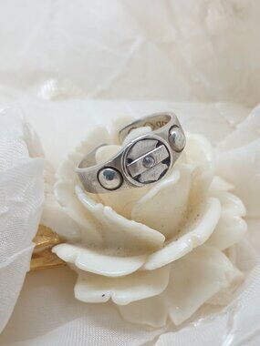 Signed MOD Harley Davidson Sterling Silver  925 CZ Shield Logo Ring Sz 4 Womans